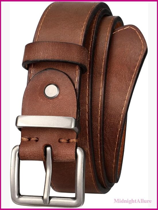Accessories - Full Grain Leather Belt for Jeans Pants Real Genuine Leather Waist Belt